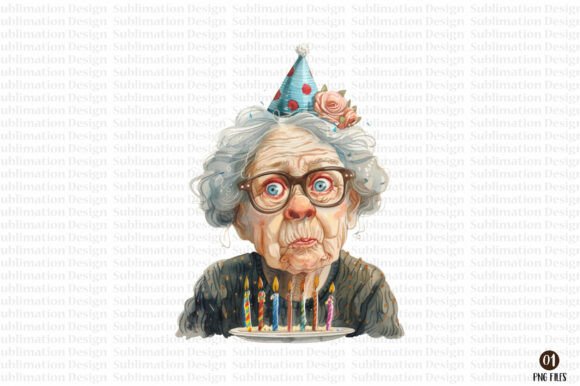 Download Funny Old Lady Birthday Balloons Clipart - Balloons Collection
