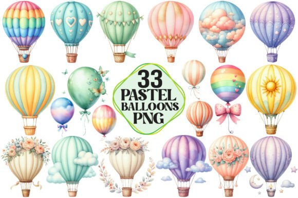 Download Hot Air Balloon Png, Pastel Balloons Png - Balloons Collection