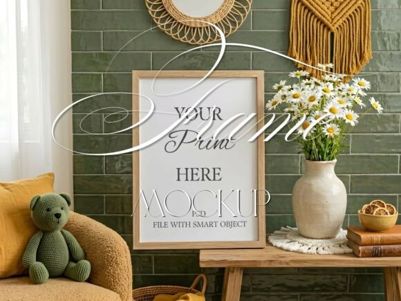 Download Boho Green Kids Room Frame Mockup - Premium Resources