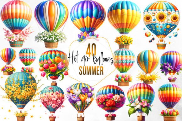 Download Summer Hot Air Balloons Clipart Bundle - Balloons Collection