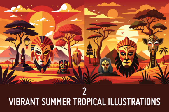 Download 2 African Savannah Summer Illustrations - Premium Resources