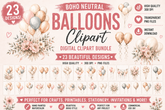 Download Watercolor Neutral Balloons Clipart - Balloons Collection
