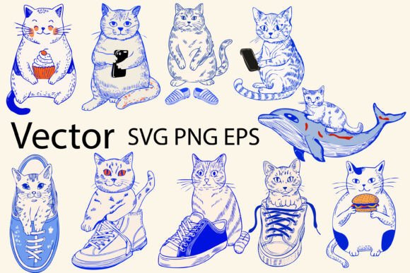 Download 10 Cat Vector Set Funny Cat - Funny Collection