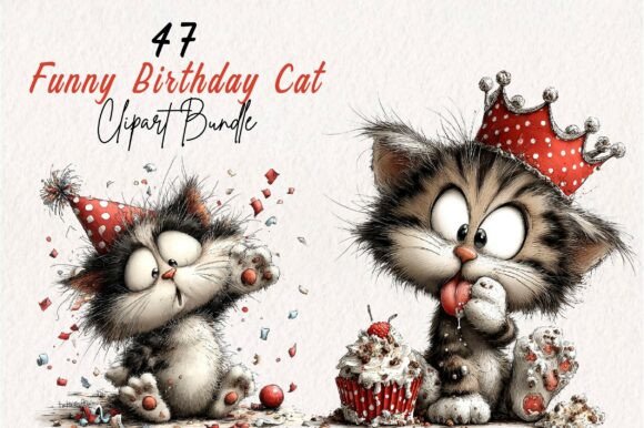 Download Whimsical Funny Birthday Cat Clipart - Funny Collection