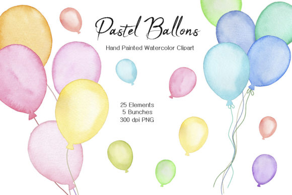 Download Watercolor Pastel Balloons Clipart - Balloons Collection