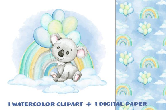 Download Koalla, Rainbow Balloons Clipart Digital - Balloons Collection