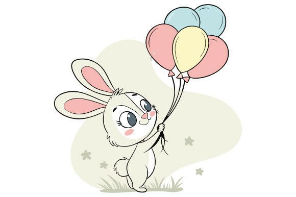 Download Cute Bunny with Pastel Balloons - Balloons Collection