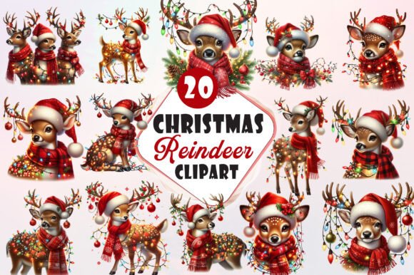 Download Funny Christmas Reindeer Clipart Bundle - Funny Collection
