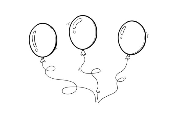 Download Bunch of Balloons in Cartoon Doodle - Balloons Collection
