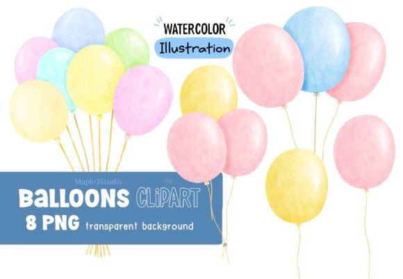 Download Pastel Balloons Watercolor Clipart - Balloons Collection