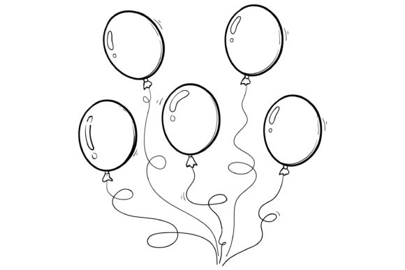 Download Bunch of Balloons in Cartoon Doodle - Balloons Collection