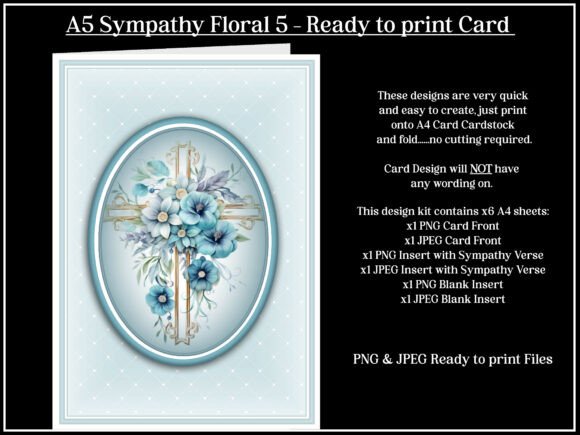 Download A5 Sympathy Floral 5 Greetings Card - Premium Resources