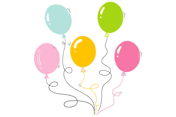 Download Bunch of Balloons in Cartoon Doodle - Balloons Collection